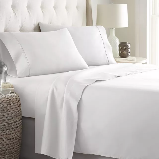 British Sheets 1000 TC OR 1200 TC Egyptian Cotton White Solid Select Item