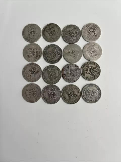 16 X SILVER SIXPENCE COINS. KING GEORGE V .500 .925 Silver Rare JOB LOT