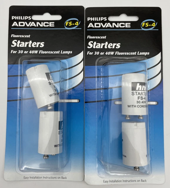 Philips Advance FS-4 Fluorescent Starters For 30 Or 40W Fluorescent Lamps 2 PACK