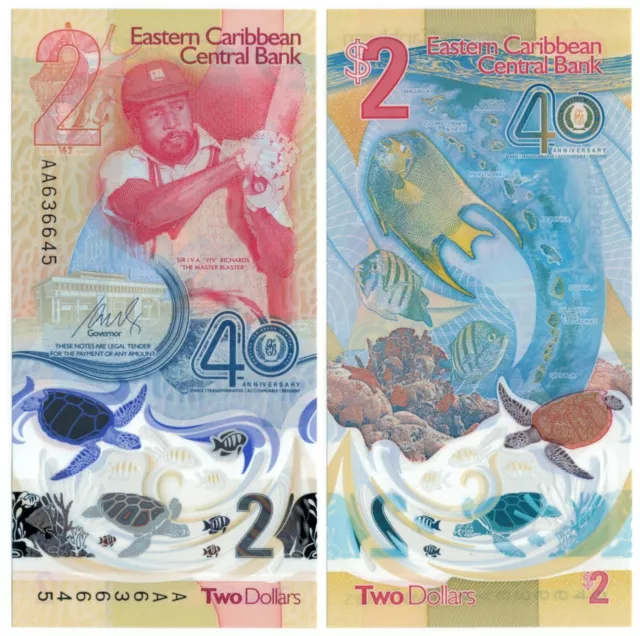 East Caribbean States 2 Dollars 2023 - Banknote of the Year, p-61 Polymer UNC