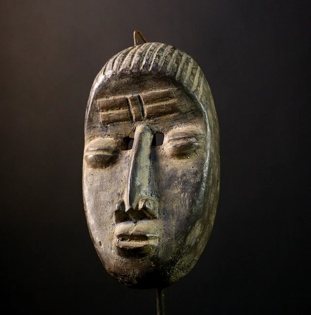 Masque Tribal Africain En Bois Sculpté à La Main - Décoration Murale Authentique Kuba Dan Mask