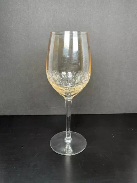 Pier 1 Crackle Glass Amber Golden Luster White Wine Glass Single Glass