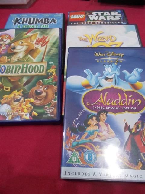 5 CHILDREN FAMILY Dvd Bundle DISNEY ROBIN HOOD ALADDIN KHUMBA LEGO OZ 5-children-family-dvd-bundle-disney-robin-hood-aladdin-khumba-lego-oz