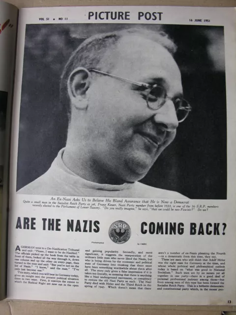 1951 PICTURE POST June 16 The Goons, De-Nazification Teddy Tinling Six-Day Cycle 3