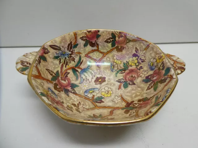 Maling Lustre Bowl Floral Allover Pottery Bowl Gilt Art Deco Made In England