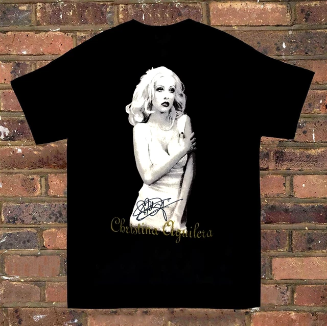 Rare Christina Aguilera vtg Black Signature Men Shirt Size Size F2387
