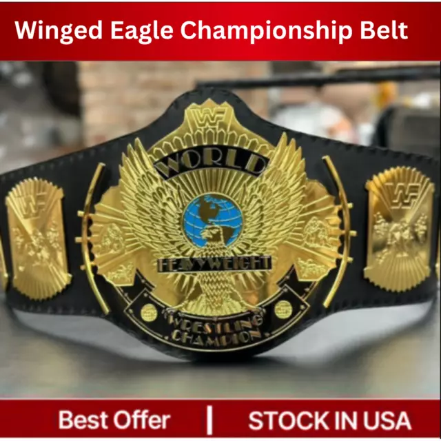 Winged Eagle Championship Wrestling Replica Title Belt Brass 2mm Adult Size.