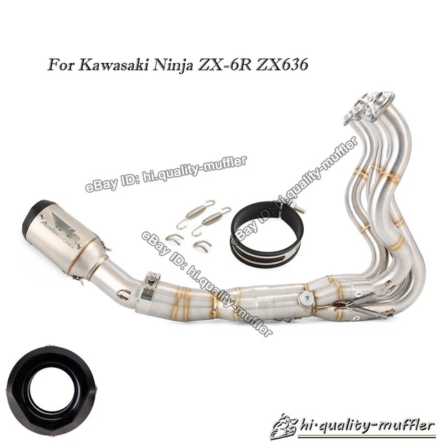 SLIP EXHAUST HEADER Pipe Link Muffler Tip For Kawasaki Ninja ZX6R ZX 6R 