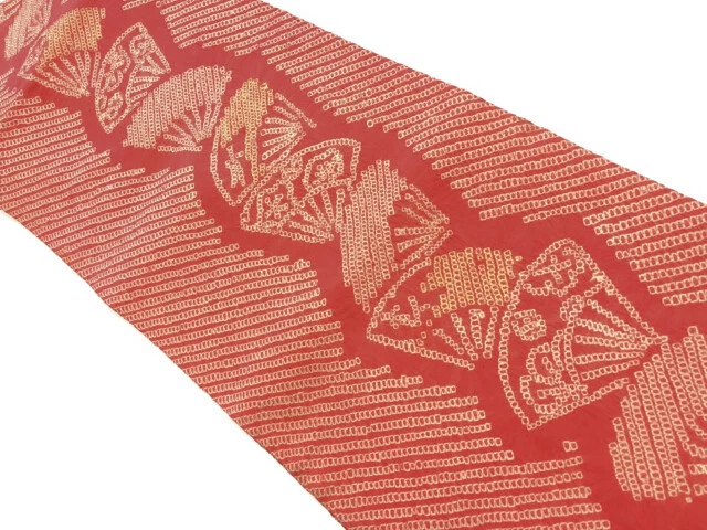 6461669: Japanese Kimono / Antique Nagoya Obi / Shibori / Folding Fan