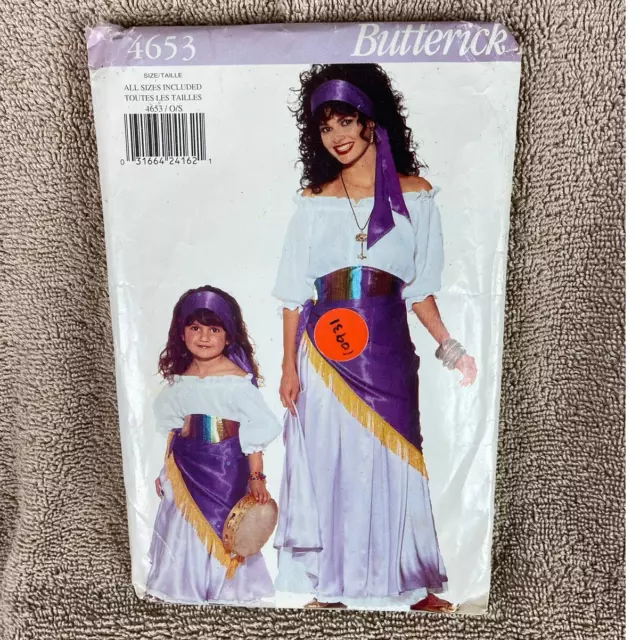 Butterick 4653 Sewing Pattern Misses Childrens Gypsy Costume Uncut