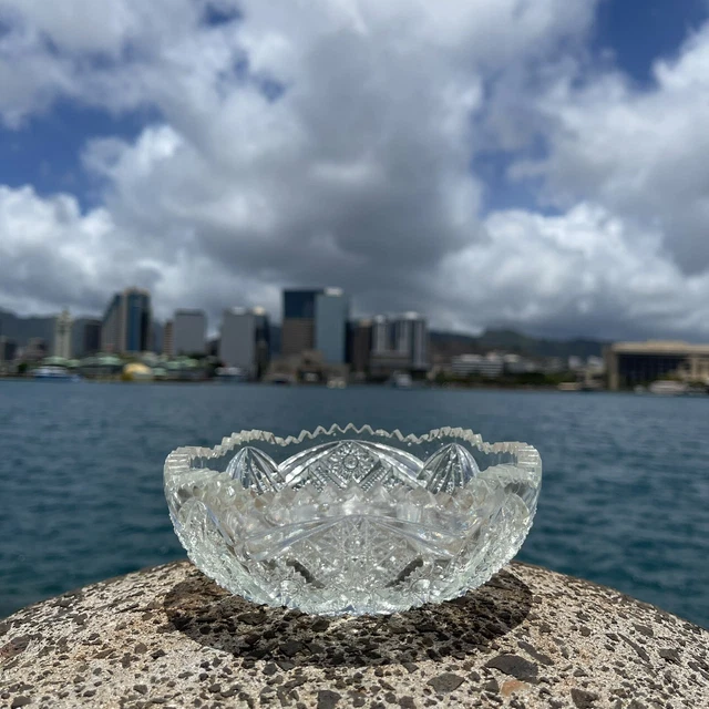 NUCUT American Brilliant Cut Glass Small Nut Bowl Candy Dish Antique 1900’s