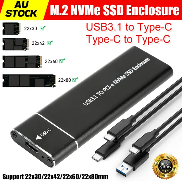 M.2 NVMe SSD Enclosure USB 3.1 To PCI-e Case 10Gbps USB-C Converter Adapter Tool
