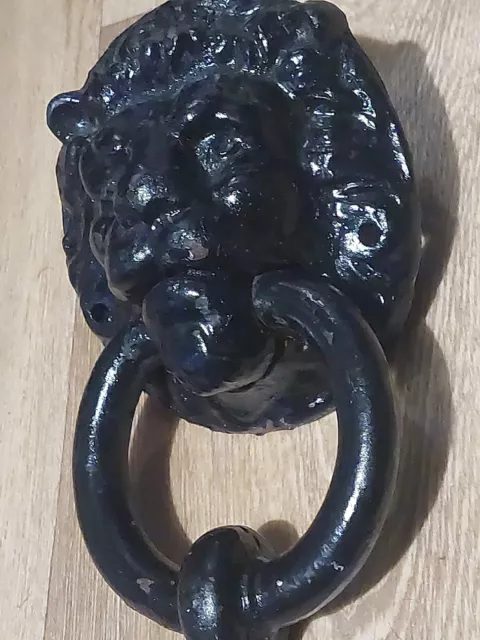 Antique Large Edwardian heavy Lion Head Cast Iron Door Knocker