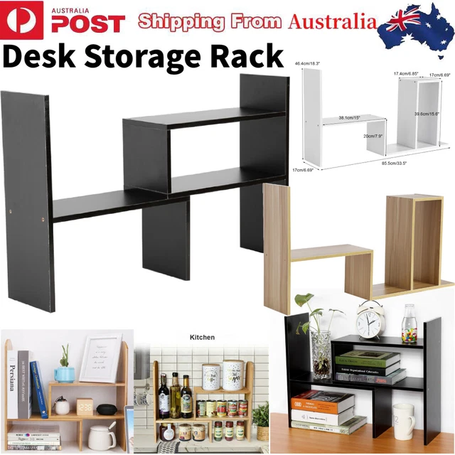 Wooden Shelf Desktop Storage Rack Office Table Desk Unit Organizer Bookshelf AU