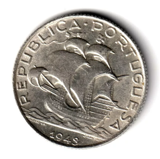 PORTUGAL 2,5 escudos plata 1943 BARCO - muy bella