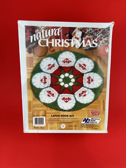 Nuevo kit de gancho con pestillo de Navidad NATURA alfombra estrella Santa Claus 33"" redonda CH886
