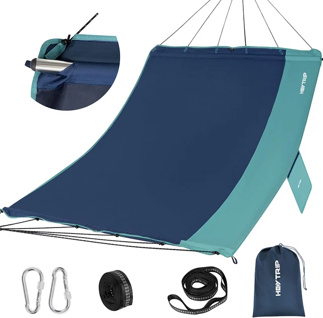 Camping Hammocks, 2 Person Hammock with Detachable Spreader Stainless Steel Bars