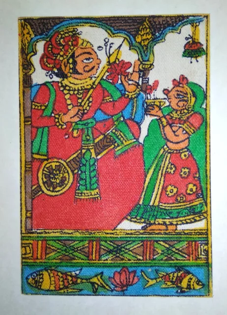 Madhubani Indian Tribal Folk Painting Handmade Love Mithila Bihar Ethnic Art