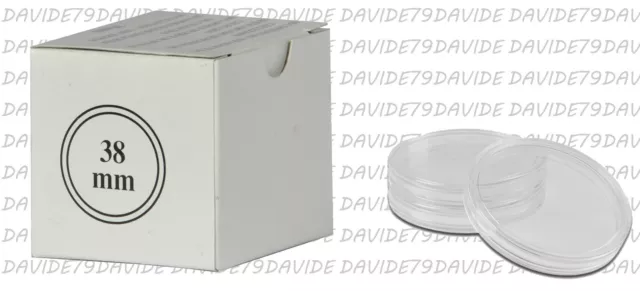 10 Capsule Per Monete In Materiale Trasparente - Diametro 38  Mm