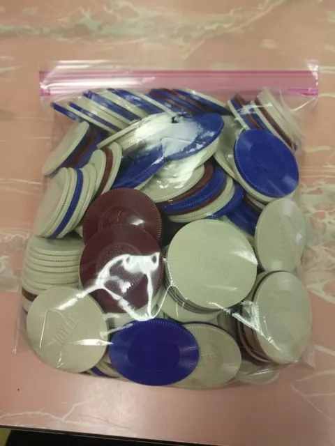 Vintage Hoyle/Bicycle poker chips 250+ interlocking Maroon White Blue Lot Mixed