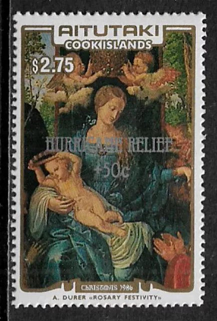 Aitutaki #B50 Mint Never Hinged Stamp - Painting - Hurricane Relief Overprint