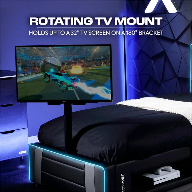 Bed Led Rocker X ROCKER GAMING Bed Somnus Neo Fibre LED with TV Bracket Storage Black ...