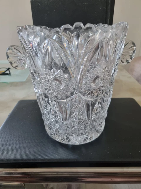 Seau à Champagne Vintage – Cristal Et Métal Chromé – Motif Pointes De Diamant