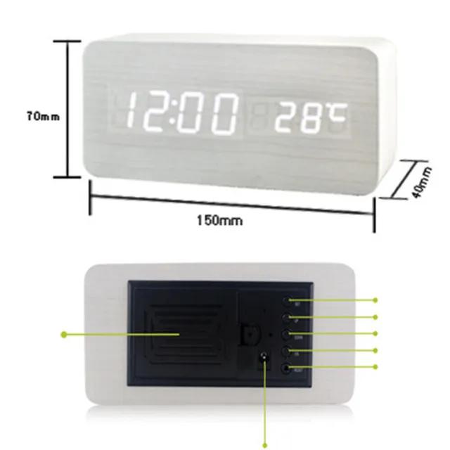 Modern Digital LED Alarm Clock Desk Snooze Brightness Display USB/Battery US 3