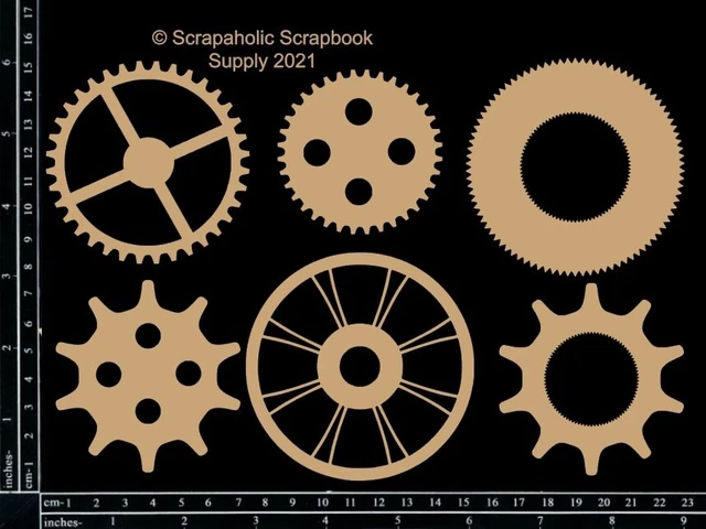 Engranajes de memoria de corte láser Scrapaholics de 2 mm de espesor, 6/paquete, 2""-3"" -S53870