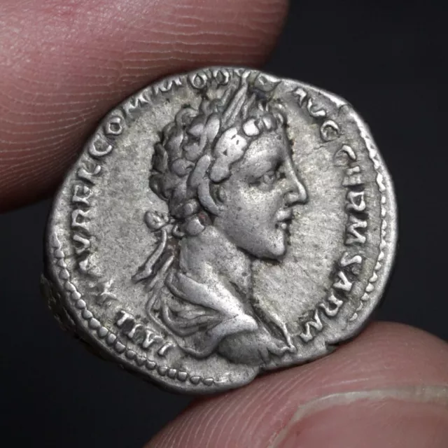 Commodus Denarius Ancient Roman Empire Silver Coin Very Fine Condition 177AD