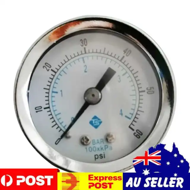 1/8" NPT Air Compressor / Hydraulic Pressure Gauge 0-60 PSI Back Mount 1.5"