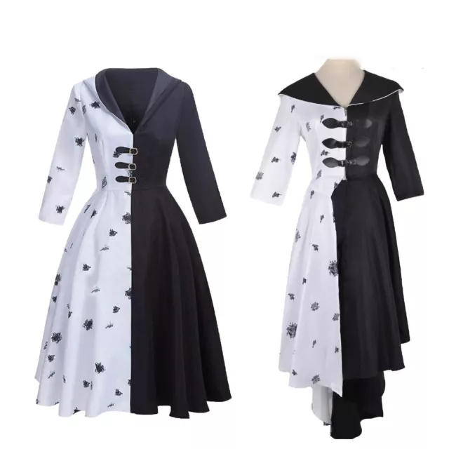 Kids Adult Cruella de Vil Cosplay Cruella Christmas Costume Fancy Dress Outfits