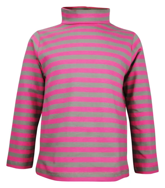 Girls Zara High Neck Long Sleeve Top Brown Pink Stripes Age 2 to 7 Years