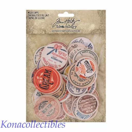 Idea-Ology Tim Holtz Chipboard MILK CAPS TH93684 New