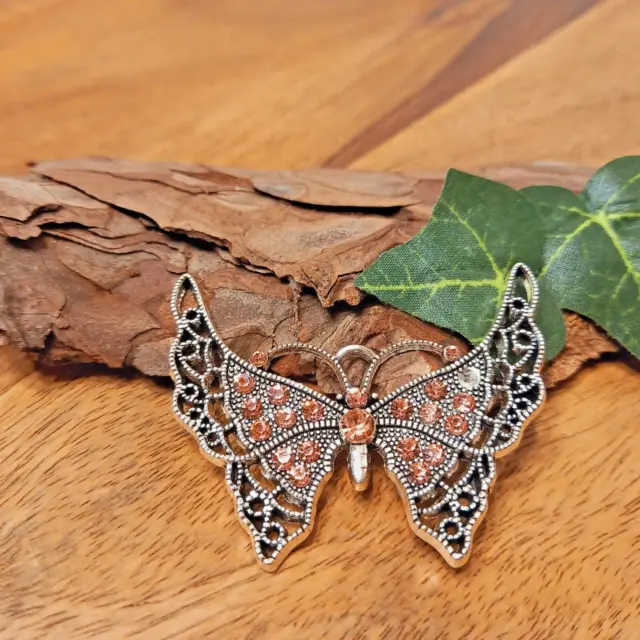 Großer Schmetterling mit Glitzersteinen Kettenanhänger  Schmuckherstellung (21)
