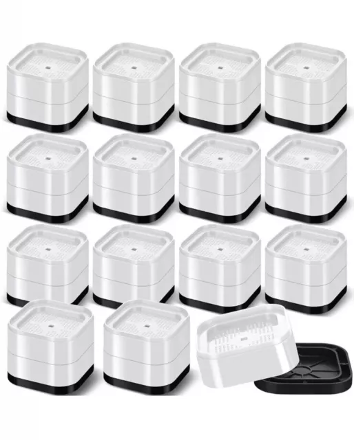 Bed Risers (Set of 16) Adjustable Furniture Risers Heavy Duty White 2.2”