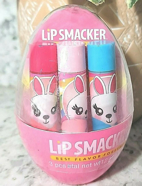 Lip Smackers Egg Lip Balm Strawberry Flavored  Tulips Cotton Candy+ 0.42oz NEW