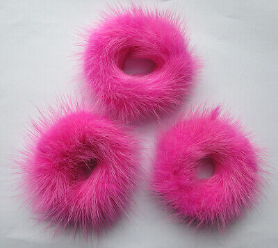 3pcs/set of real mink fur scrunchies hair band ponytail holders elastic band pnk