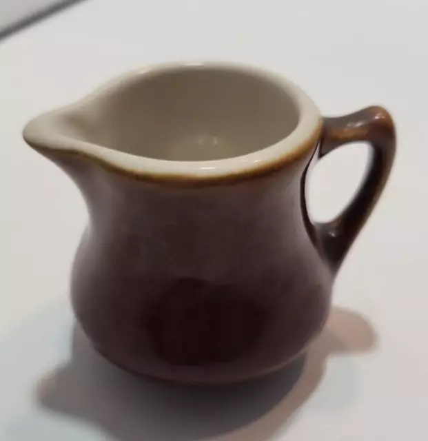 VINTAGE HALL POTTERY Mini 2.5” Individual Brown Creamer Pitcher Made