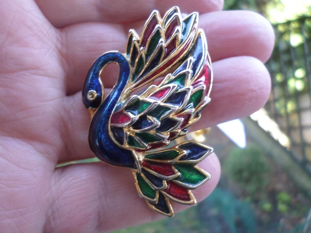 Broche Cygne Dorée En Laiton Vintage - Bijou Collection, Accessoire Rétro