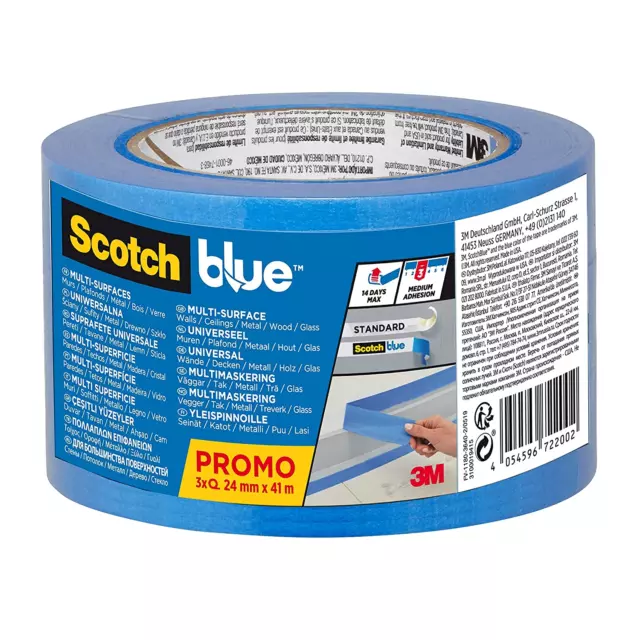 ScotchBlue Ruban de Masquage de Peinture Finitions Parfaites 36 mm x 41 m,  Scotch Ruban Adhésif Premium pour des Bords de Couleur Nets, Intérieur et