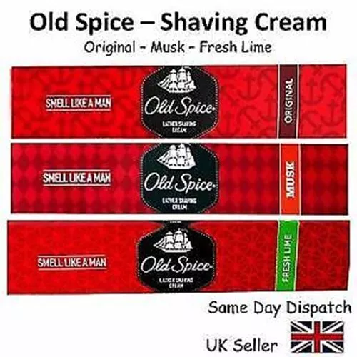 OLD SPICE LATHER SHAVING CREAM - Original, Musk or Fresh Lime - 30g