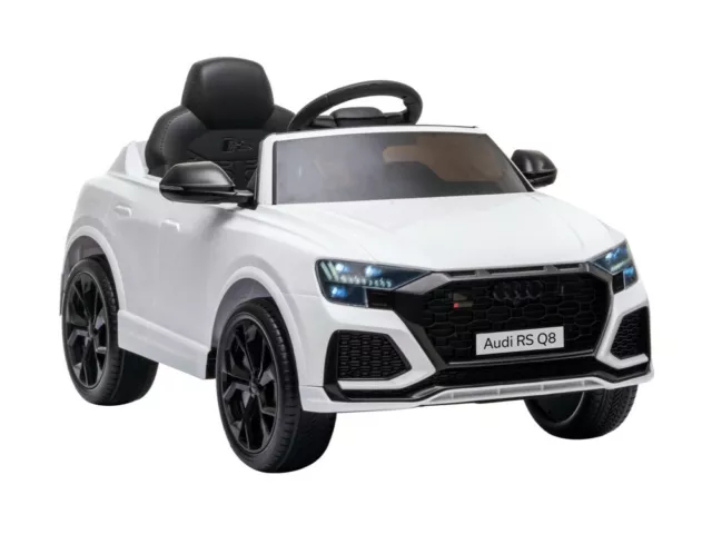 Coche eléctrico infantil Audi RS Q8 12v, dos motores, LED, FB, módulo de música blanco 2