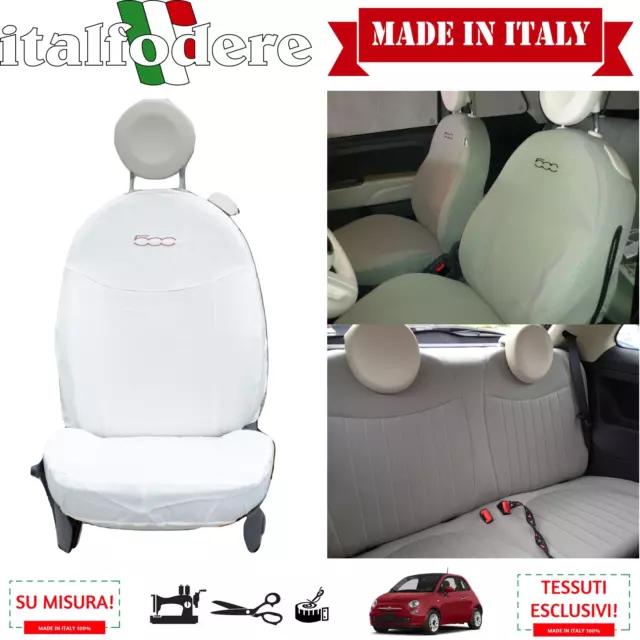  Italfodere Housses de siège compatibles avec Fiat 500 Set  complet (rouge/écru)