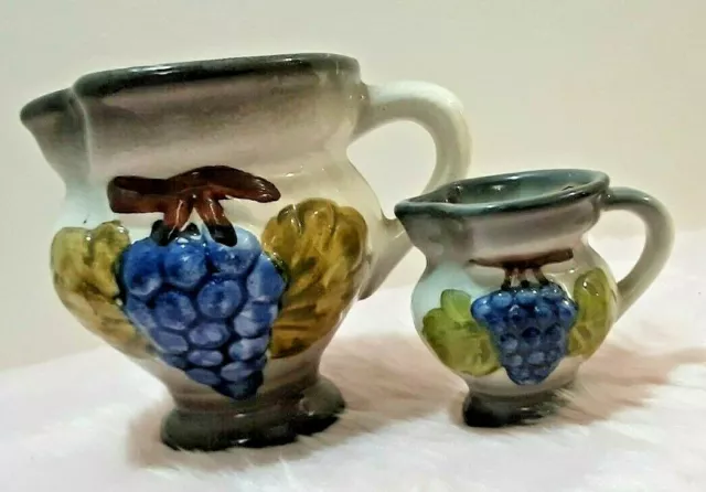 2 X Vintage Miniature Jugs / Pitchers Made In Italy Hand Painted Euc