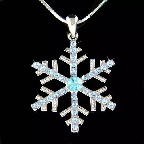 Big Blue SNOWFLAKE made with Swarovski Crystal Xmas Holiday Necklace Jewelry New