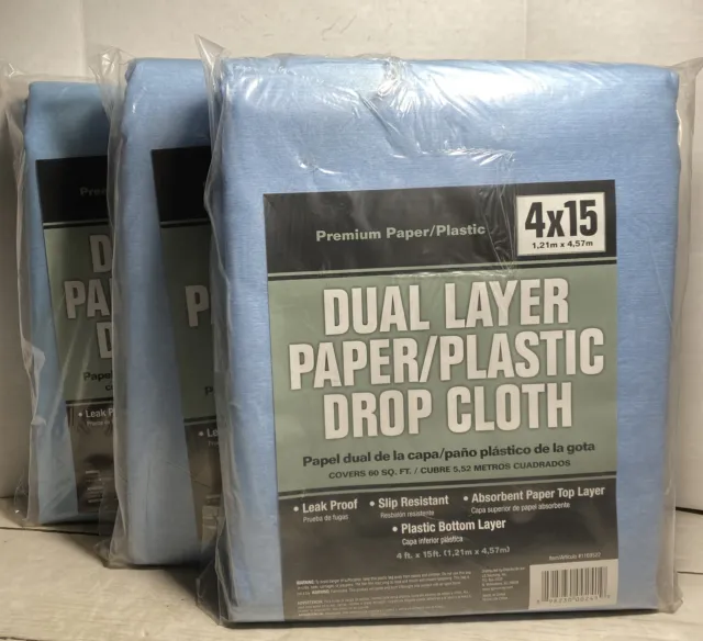 Drop Cloth Premium Paper/Plastic Dual Layer 4x15 3 Pack