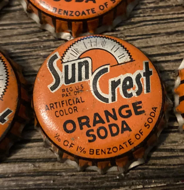 Sun Crest Orange Strawberry Cork Lined Soda Pop Bottle Cap LOT OF 10