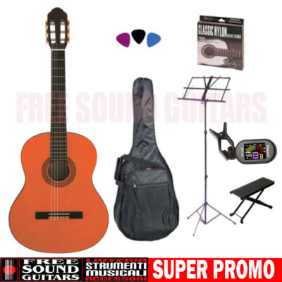 bespeco Chitarra Classica Darestone 4/4 Fodero Bespeco Plettri Dunlop Accordatore Ibanez 