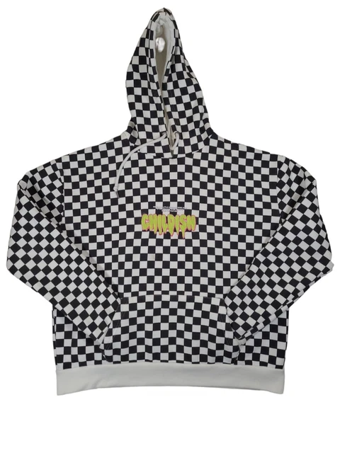 CHILDISH TGF HOODIE Chequered Streetwear Pullover Hoody Black